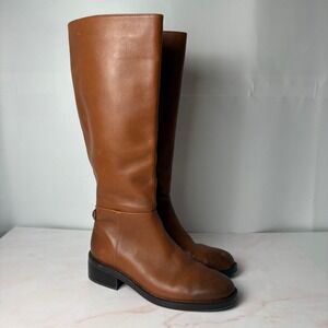 Sam Edelman Penny Riding Boots Womens 7.5 Whiskey Brown Leather Knee High Zip